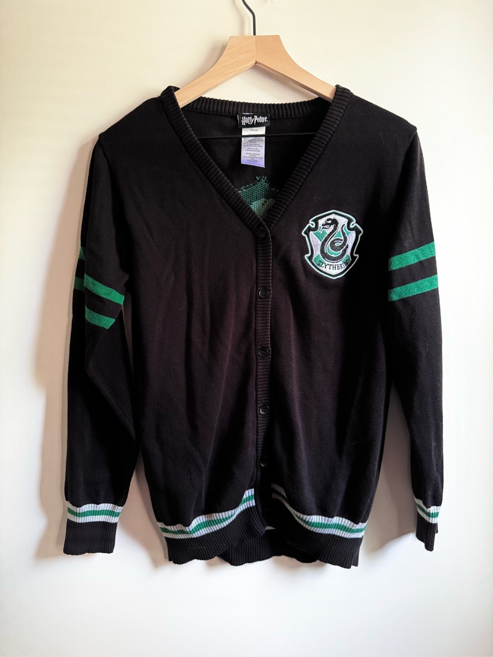 Harry Potter Hogwarts Slytherin House Crest Halloween Cardigan Women Size Medium